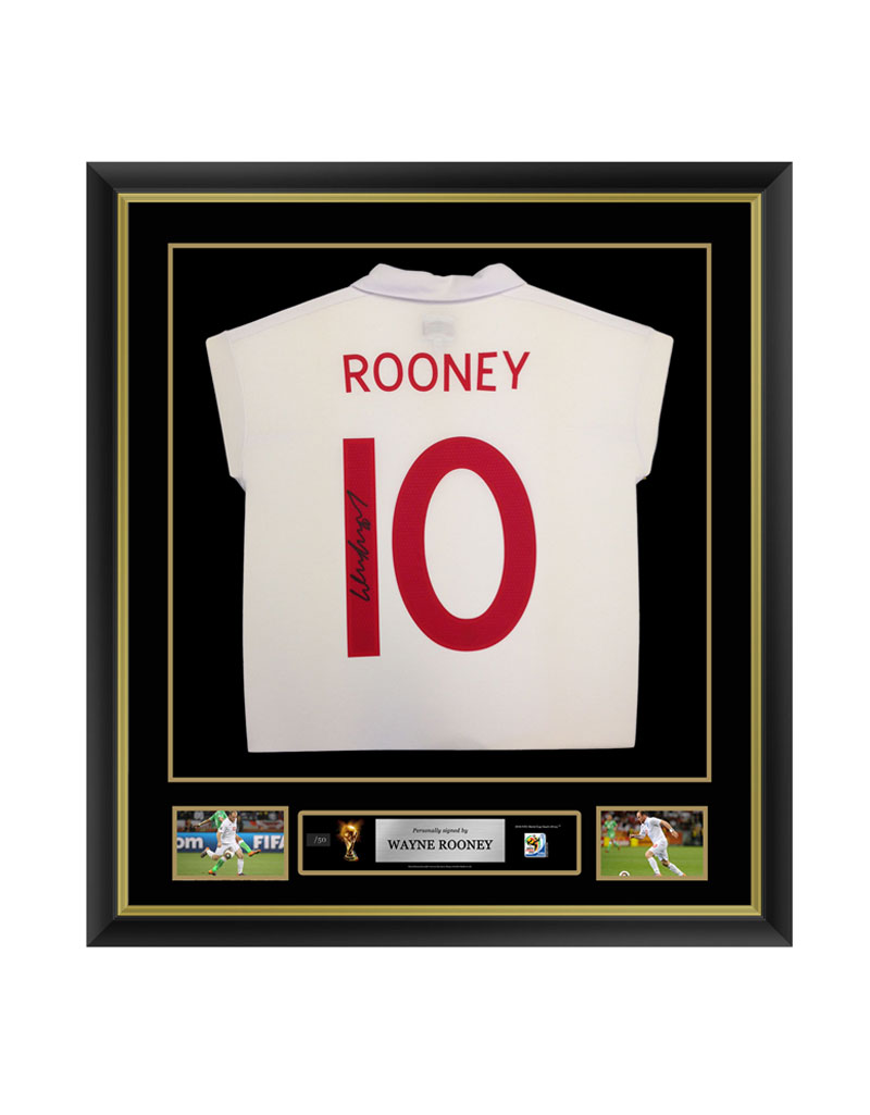 Official FIFA World Cup Wayne Rooney Signed and Framed England Shirt