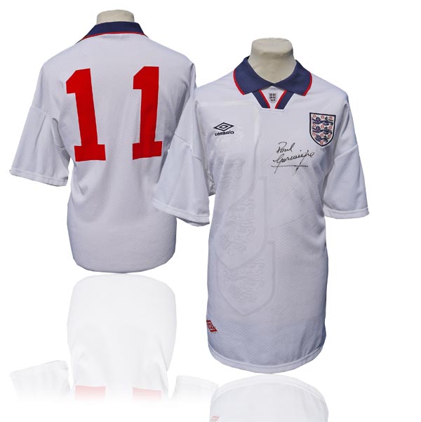 Paul Gascoigne - Signed team issue 1990 England shirt