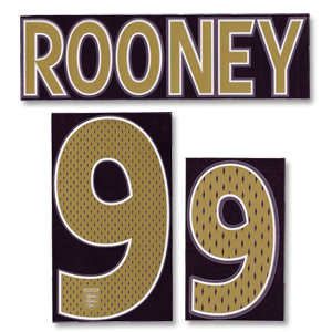 Rooney 9 06-08 England Away Name and Number Transfer