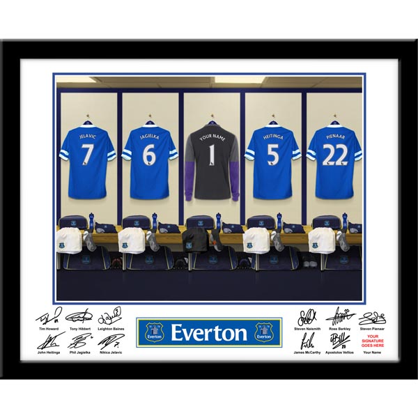 Everton - Personalised Goal Keeper Dressing Room Framed Print