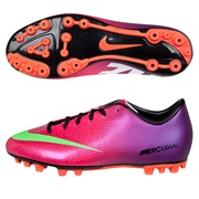 Nike Mercurial Victory IV Artificial Grass Football Boots - Kids -Fireberry/Electric Green/Red Plum