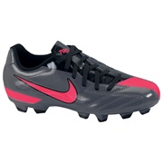 Nike T90 Shoot IV Firm Ground Football Boots - Dark Grey/Solar Red/Black - Kids