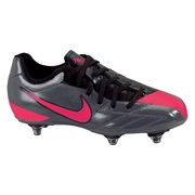 Nike T90 Shoot IV Soft Ground Football Boots - Dark Grey/Solar Red/Black - Kids