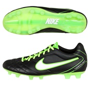 Nike Tiempo Flight Firm Ground Football Boots - Black/White/Electric Green