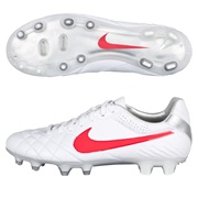 Nike Tiempo Legend IV Firm Ground Football Boots - White/Siren Red/Metallic Silver