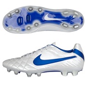 Nike Tiempo Legend IV Firm Ground Football Boots - White/Treasure Blue/Metallic Silver