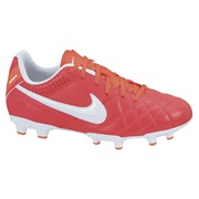 Nike Tiempo Natural IV LTR Firm Ground Football Boots - Sunburst/White/Total Crimson - Kids