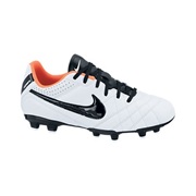 Nike Tiempo Natural IV Ltr Firm Ground Football Boots - Kids - White/Black/Total Crimson