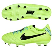 Nike Tiempo Natural Iv Firm Ground Football Boots - Kids-Volt/Black/Green Glow Lt Green