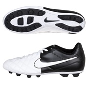 Nike Tiempo Rio Firm Ground Football Boots - White/White/Black - Kids