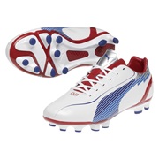 Puma Evospeed 4 Firm Ground Football Boots - White-Limoges-Ribbon Red