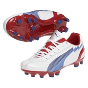 Puma Evospeed 5 Firm Ground Football Boots - Kids - White-Limoges-Ribbon Red