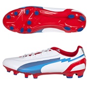 Puma Evospeed 5 Firm Ground Football Boots - White-Limoges-Ribbon Red