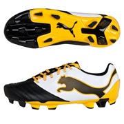 Puma PowerCat 3.12 Firm Ground Football Boots - Black/White/Team Yellow