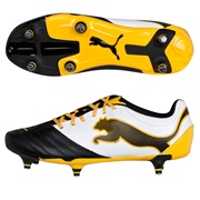 Puma PowerCat 3.12 Soft Ground Football Boots - Black/White/Team Yellow