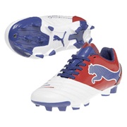 Puma PowerCat 4.12 Firm Ground Football Boots - Kids - White-Ribbon Red-Limoges