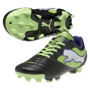 Puma Powercat 4 Firm Ground Football Boots - Black/Jasmin Green/Monaco Blue - Kids
