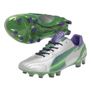 Puma evoSPEED 1 K Firm Ground Football Boots - Silver/Team Green/Team Violet