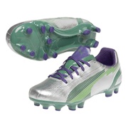 Puma evoSPEED 5 Firm Ground Football Boots - Silver/Team Green/Team Violet - Kids
