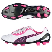 Puma v1.11 Super Light Firm Ground Football Boots - White Pearl/New Navy/Fluo Pink