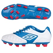 Umbro Geometra Premier Firm Ground Football Boots - White/Brilliant Blue/True Red