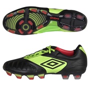 Umbro Geometra Pro Firm Ground Football Boots - Black/White/Sharp Green/True Red