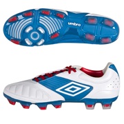Umbro Geometra Pro Firm Ground Football Boots - White/Brilliant Blue/True Red