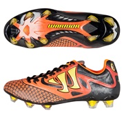 Warrior Sports Skreamer Combat Firm Ground Football Boots-Kids-Ebony/Orange/Yellow Black