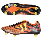 Warrior Sports Skreamer Combat Soft Ground Football Boots-Ebony/Orange/Yellow Black