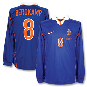 98-99 Holland Away L/S Shirt + Bergkamp 8 + France 98 World Cup MDT