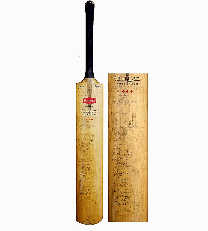 India - 1952 Tour to England - Fully signed bat
