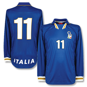 96-98 Italy Home L/S Shirt + No. 11 - No Swoosh - Players