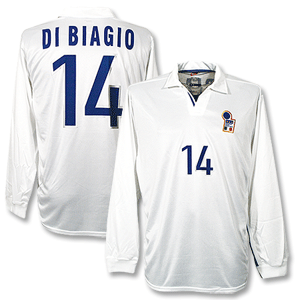 98-99 Italy Away L/S Shirt + Di Biagio No. 11 - No Swoosh - Players