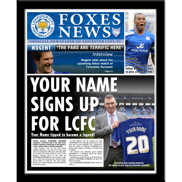 Leicester City - Personalised Framed Newspaper