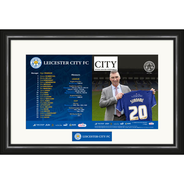 Leicester City - Personalised Match Day Programme - Framed