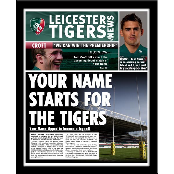 Leicester Tigers - Personalised Framed Newspaper