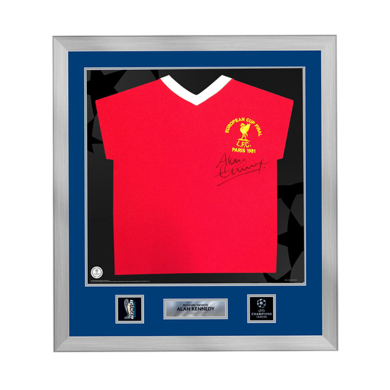 Official UEFA Champions League Alan Kennedy Signed and Framed Liverpool 1981 Shirt