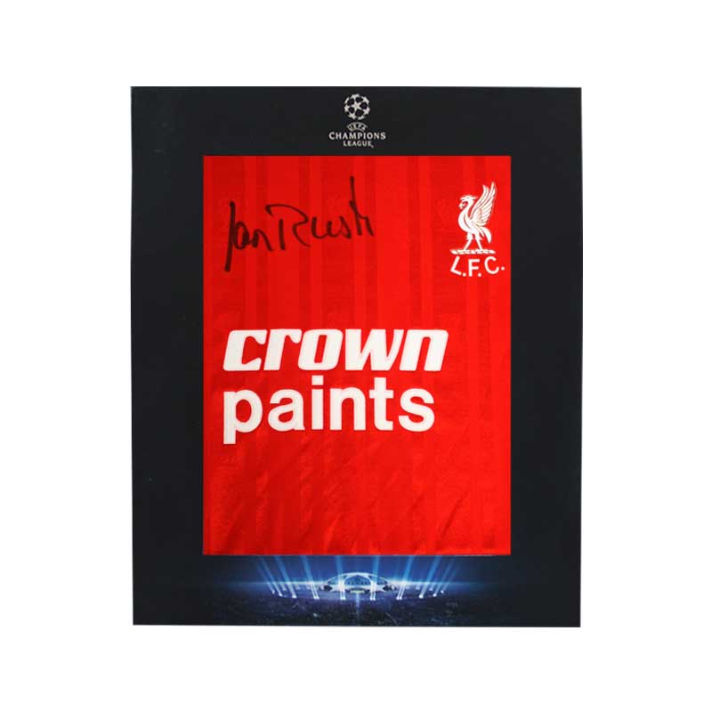 Official UEFA Champions League Ian Rush Signed Liverpool 1986 Shirt in Deluxe Packaging