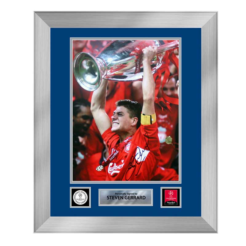 Official UEFA Champions League Steven Gerrard Signed and Framed Liverpool Photo: 2005 Final