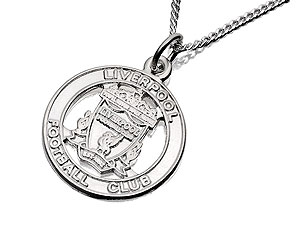 Sterling Silver Liverpool FC Crest Round Pendant And Chain - 102203