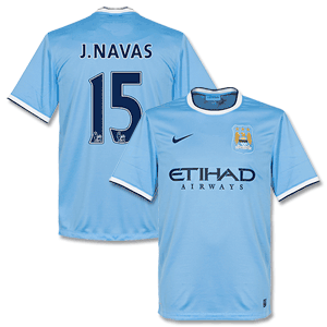 Man City Home Shirt 2013 2014 + J. Navas 15