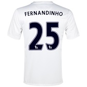 Manchester City Cup Away Shirt 2013/14 White with Fernandinho 25 printing