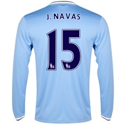 Manchester City Home Shirt 2013/14 - Long Sleeved with J.Navas 15 printing