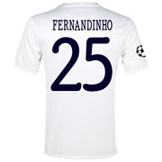 Manchester City UEFA Champions League Cup Away Shirt 2013/14 - Junior White with Fernandinho 25 printing