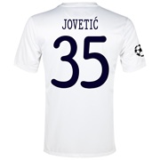 Manchester City UEFA Champions League Cup Away Shirt 2013/14 White with Jovetic 35 printing