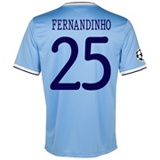 Manchester City UEFA Champions League Home Shirt 2013/14 with Fernandinho 25 printing
