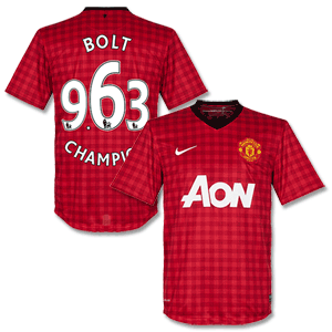 12-13 Man Utd Home Shirt + Bolt Champion 9.63
