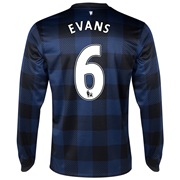Manchester United Away Shirt 2013/14 - Long Sleeved with Evans 6 printing