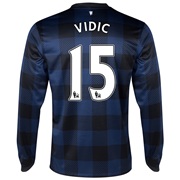 Manchester United Away Shirt 2013/14 - Long Sleeved with Vidic 15 printing