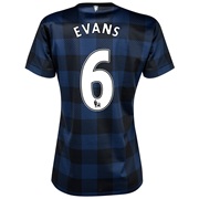Manchester United Away Shirt 2013/14 - Womens with Evans 6 printing